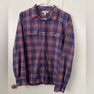 J. Crew Plaid Button Down Shirt - Blue and Red